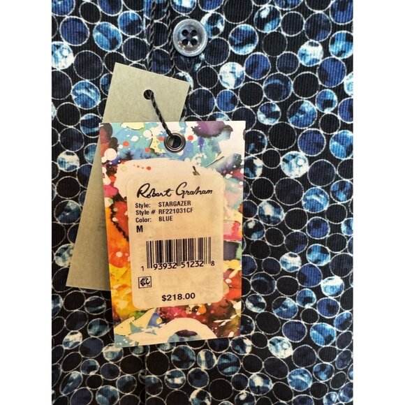 Robert Graham Size Medium Stargazer Long Sleeve Button Down Shirt Blue NWT $218 - Picture 3 of 10